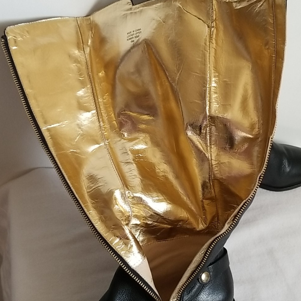 Michael Kors Black Leather Riding Boots Size 6.5 - Picture 10 of 13